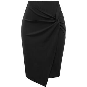 Kate Kasin Women’s High Waist Wrap Front Bodycon Pencil Skirt Size XL